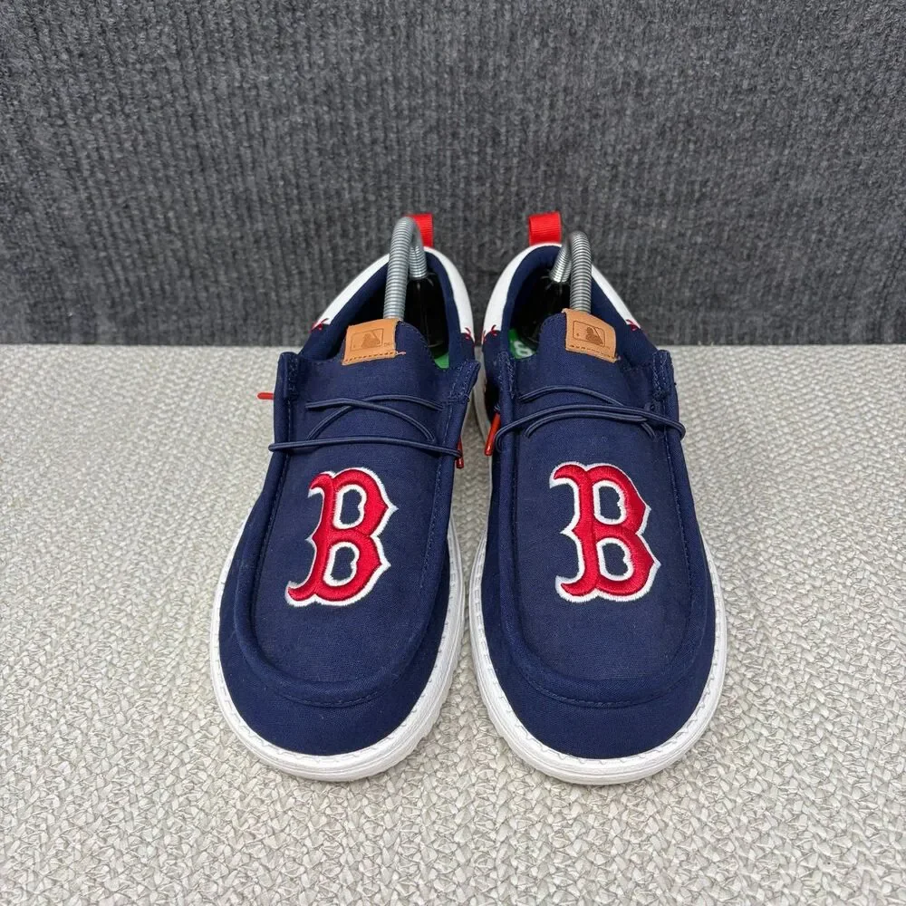 Hey Dude Wally Funk MLB Boston Red Sox Slip On Shoes Navy Blue White Mens 8 US